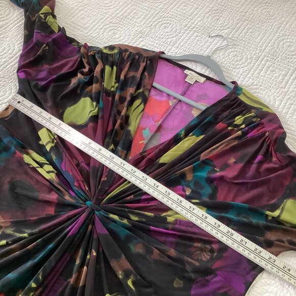 Kim Rogers Woman Dress Plus Size 20W Multi-Color Floral Print Knot Front Waterco - Picture 7 of 13